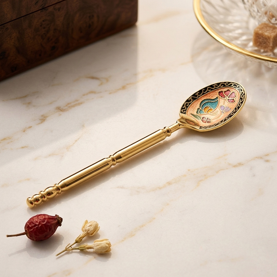 round handle enamel souvenir spoon